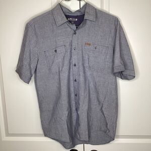 Mens Orvis Short Sleeved Button Down moisture wicking shirt‎ medium Blue